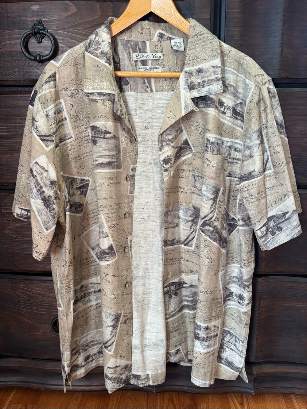 Batik Bay 100% Silk Men’s Resort Style Shirt, Button Down, Size XL